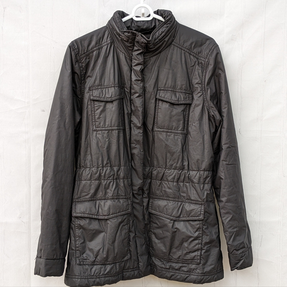 Eileen Fisher Quilted Cotton Field Coat Color Black Size Medium Water-Resistant